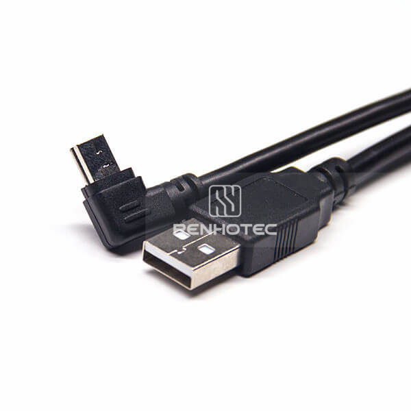 90 Degree Mini USB Cable Charger to Type A Male 1M Extension Cable
