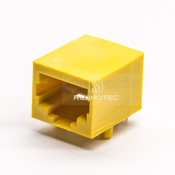 RJ45 Unshielded Connector PCB Mount Yellow Plastic Shell Through Hole