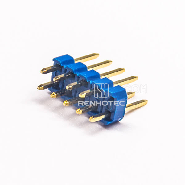 9 Pin PCB Header Dual Row Blue Plastic 2.54mm Picth 180 Degree