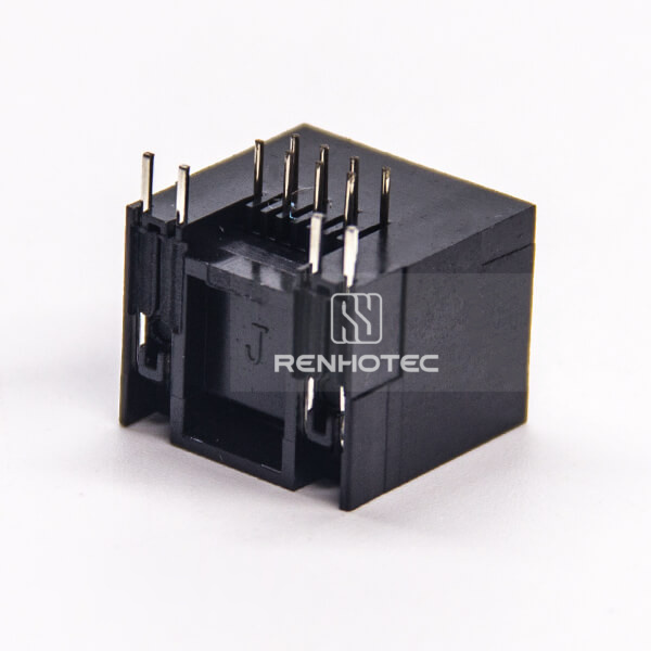 R45 with LED Black Plastic Shell Unshielded Right Angle Through Hole