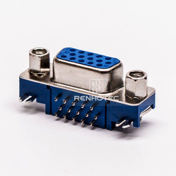 DB 15 90 Degree High Density Blue Female Through Hole for PCB Mount