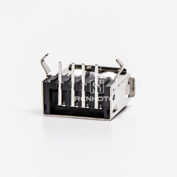 Black USB 2.0 Right Angle Female Type A DIP for PCB Mount