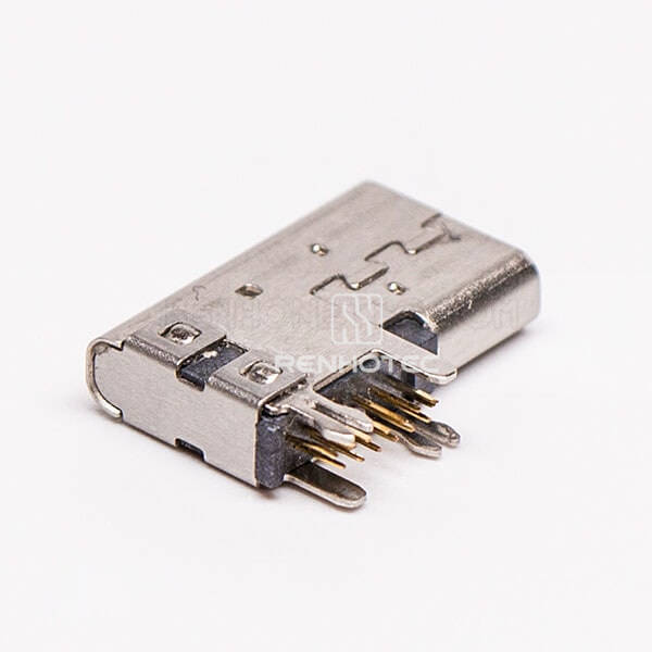 Through Hole USB Type C Female 90 Degree Flag Type