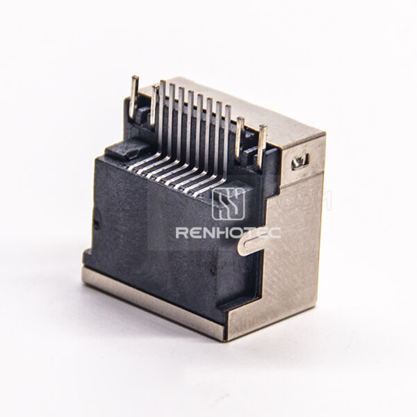 RJ45 Jack Ethernet Connector With LED Shoelded SMT PCB Mount Offset Type