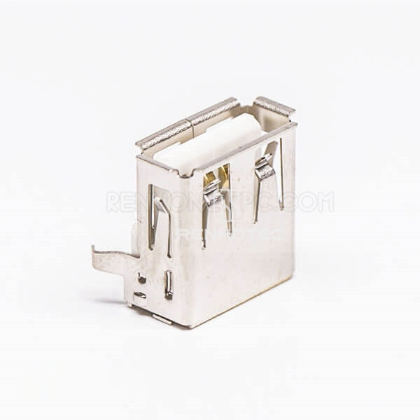 Female USB Port 2.0 Right Angle Through Hole White
