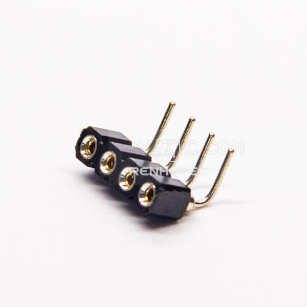 4 Pin Circular Holes Female Header 2.54mm Pitch 90 Degree