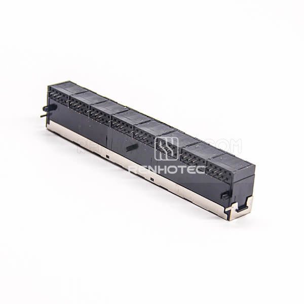 RJ45 8 Port Jack Shielded 90 Degree Through Hole PCB Mount Without LED