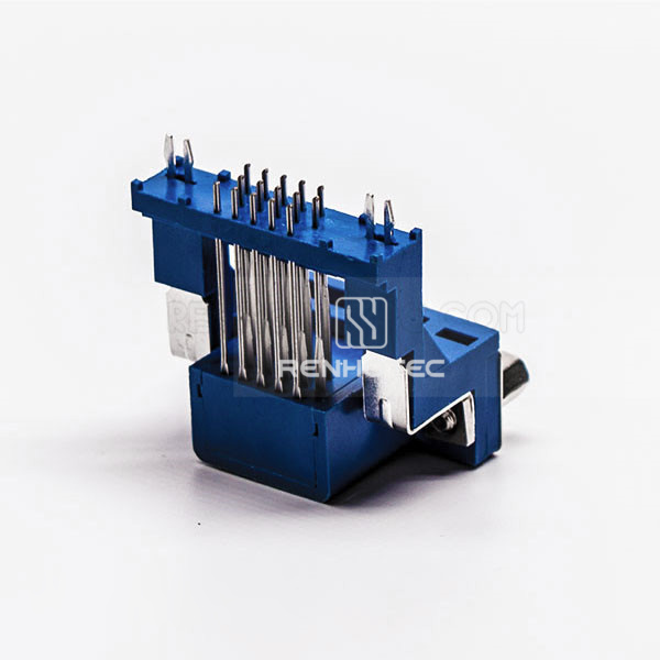 D-SUB 15 pin Staking Blue Female Right Angle Elevated Through Hole for PCB Mount