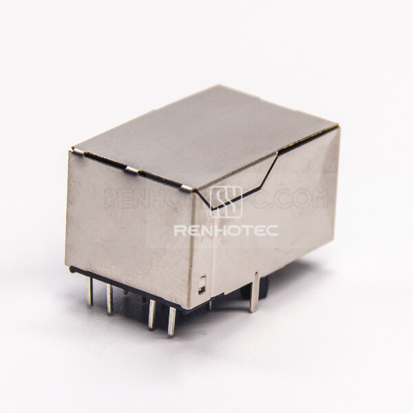 Shielded Right Angle RJ45 PCB Mount 8P8C Through Hole Modular Connector with LED