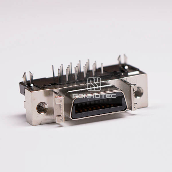 SCSI Connector 20 Pin Female Right Angle Harpoon Through Hole for PCB Mount