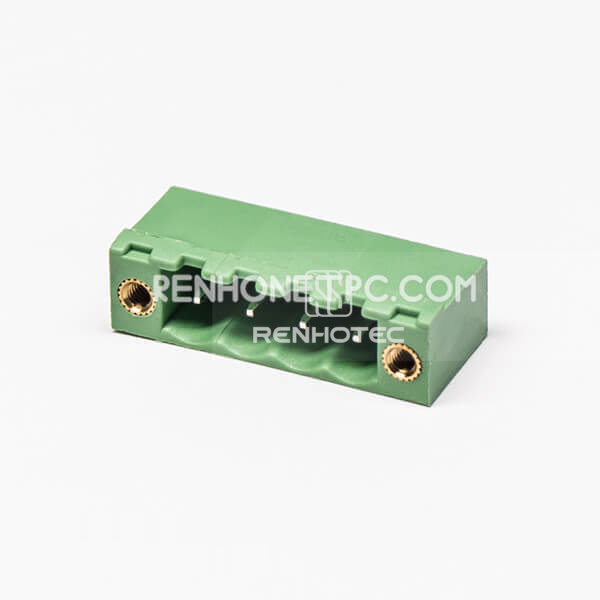 Terminal Block Pluggable Connector Straight Type Green