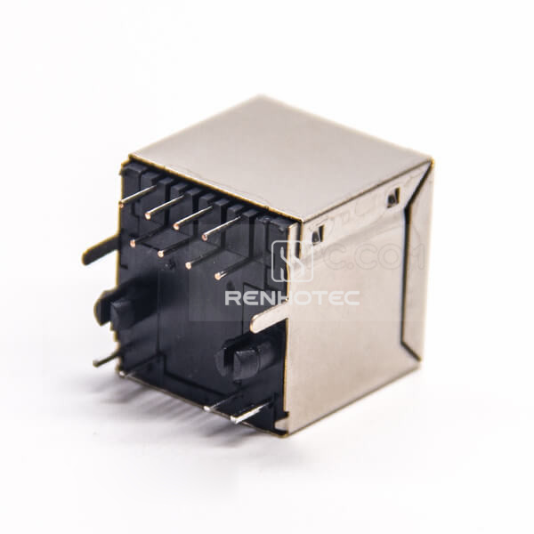 RJ45 PCB Mount Jack DIP Type Vertical Shielded Shell Ethernet Network with LED