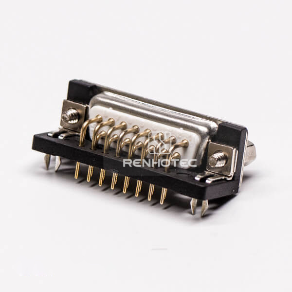 D-SUB 15 Pin Male Cable Connector Solder Type Right Angle with Staking
