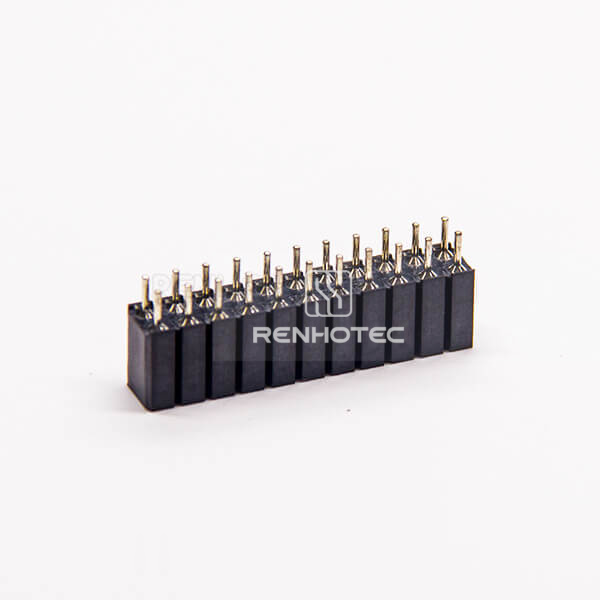 Female Header Circular Holes Dual Row 22 Way 2.54mm Pitch DIP