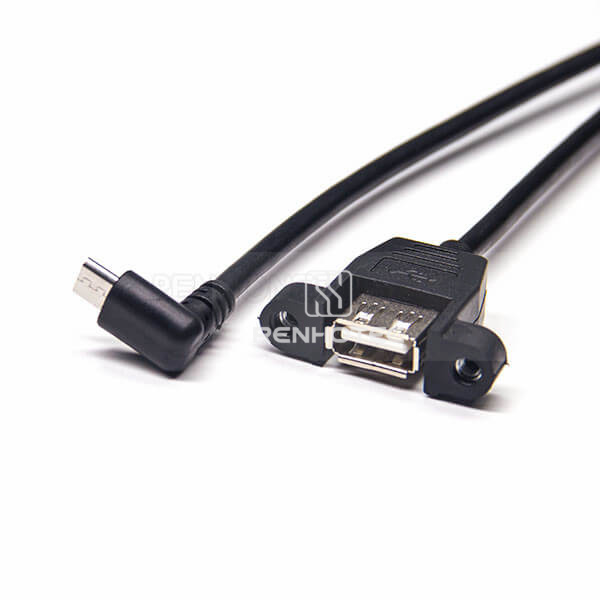 90 Dgree Micro USB Male Down Angle to USB A Female Straight OTG Cable