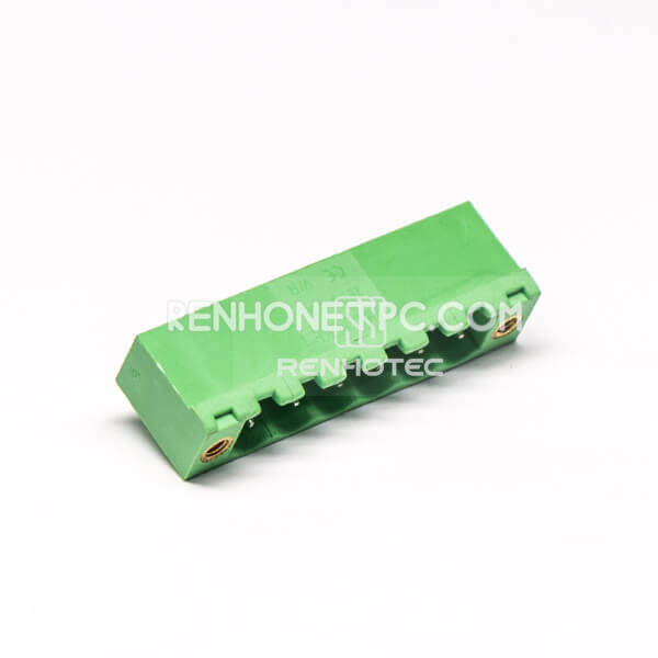 Terminal Block Connector Pluggable 6 Pin Right Angle Through Hole for PCB Mount