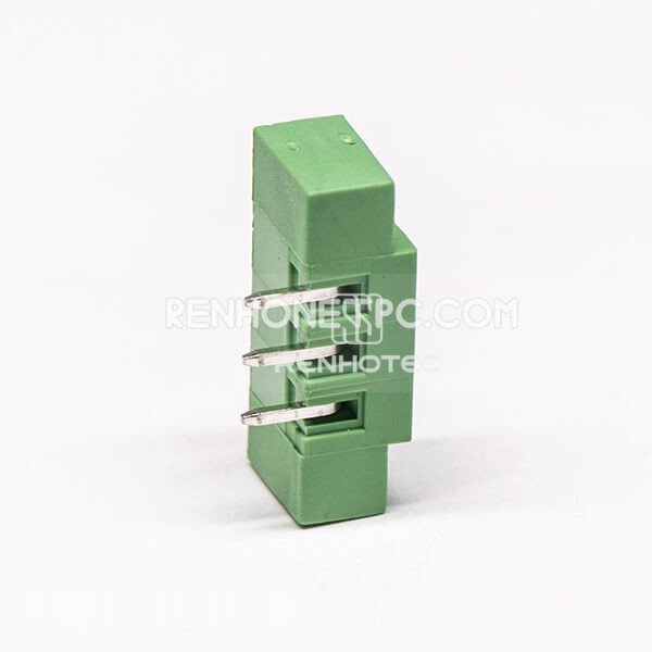 3 pin Terminal Block Connector Right Angle with 2 Screw Hole Green Pluggable Connector