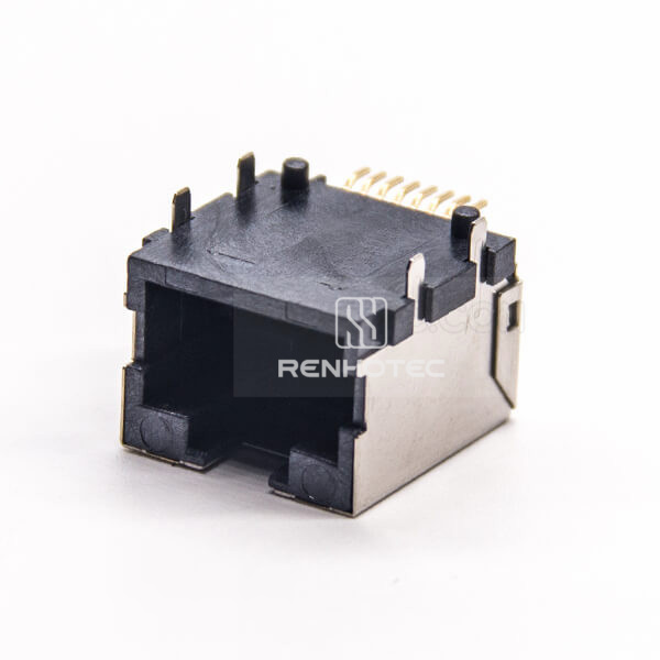 RJ45 PCB 90 Degree Female Connector Shielded without LED SMT