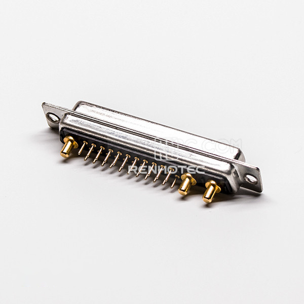 25 Pin D-SUB Connector Female 25W3 Through Hole 180° Staking Type For PCB Mount