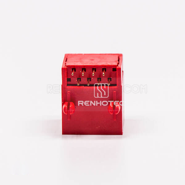 RJ45 Female Jack 90 Degree Connector Red 1 Port 8P8C Unshield Without LED