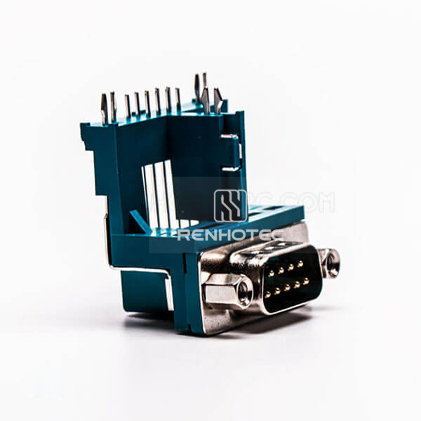 Top 9 Pin D-SUB 90 Deg Clamp Male Elevated Type Green for PCB Connector