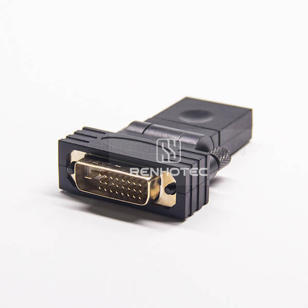 DVI To Hdmi Adapter DVI 24+1Pin Male To HDMI Female Rotate 360 Degrees Right Angle