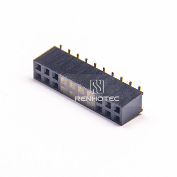 2.54mm Female Header SMT Type 180 Degree U Type Dual Row 7.1mm palstic Height