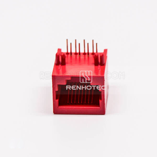 RJ45 Female Jack 90 Degree Connector Red 1 Port 8P8C Unshield Without LED