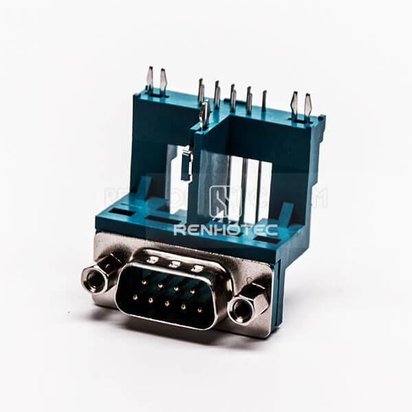 Top 9 Pin D-SUB 90 Deg Clamp Male Elevated Type Green for PCB Connector