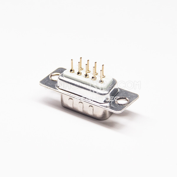 D-SUB 9 Pos White insulator Male Stamped Pin Straight Through Hole Connectors