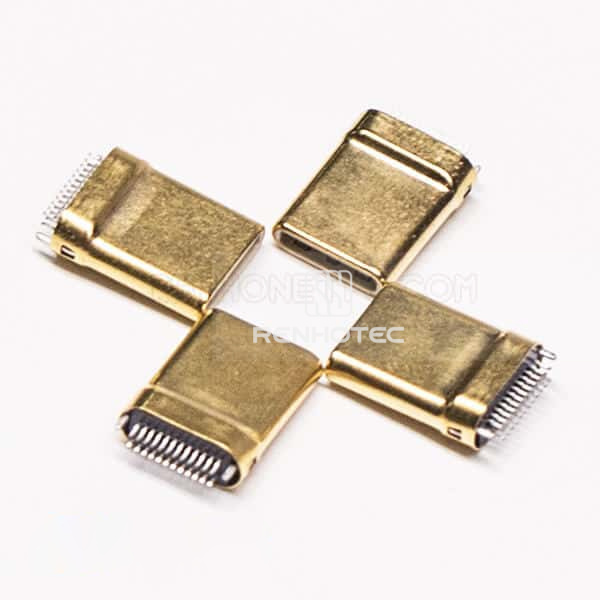 Type C 24 Pin Connector Straight Plug Through Hole Gold Plating