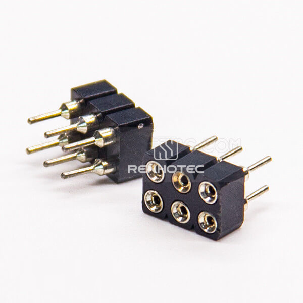 Circular Holes Female Header Dual Row 6 Way 2.54mm Pitch Through Hole