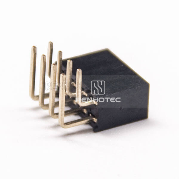 Right Angle Double Row Female Header 8 Pin 2.0mm Pitch Dip