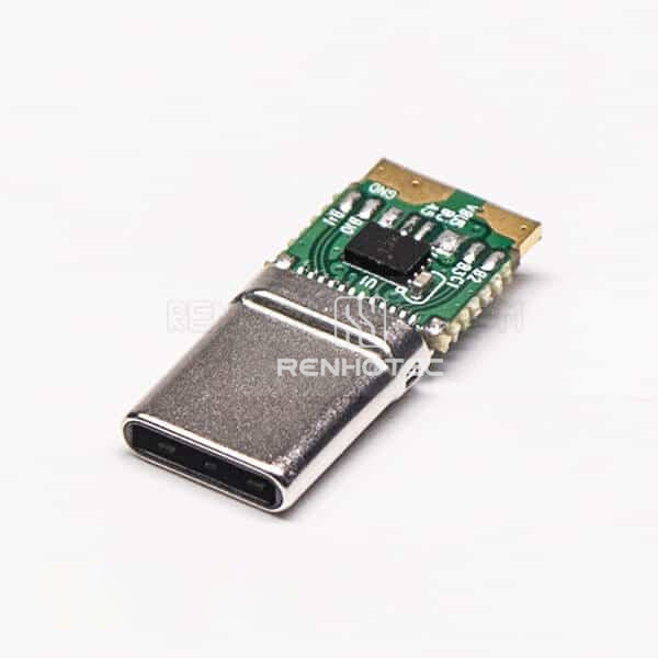 USB Type C Port Male Straight PCB Mount Connector