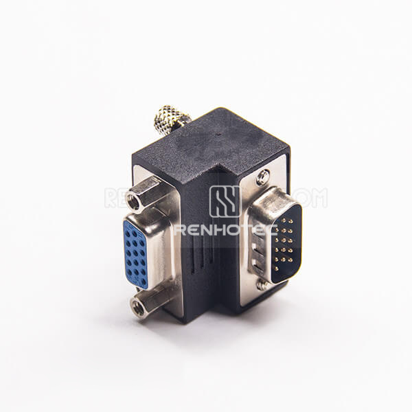 VGA Adapter 15 Pin Male To Female Right Angle Standard D-SUB DB Gender Changer