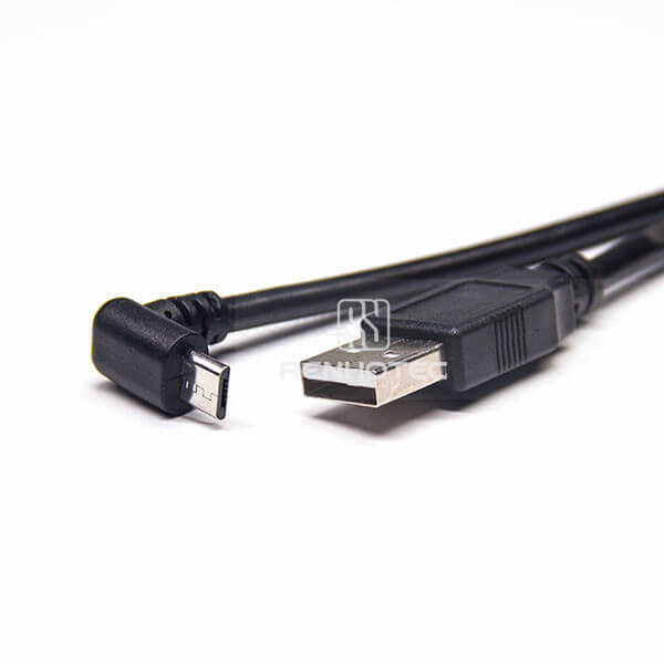 Right Angle Micro USB Plug to 2.0 A Male Straight 1M Extension Cable