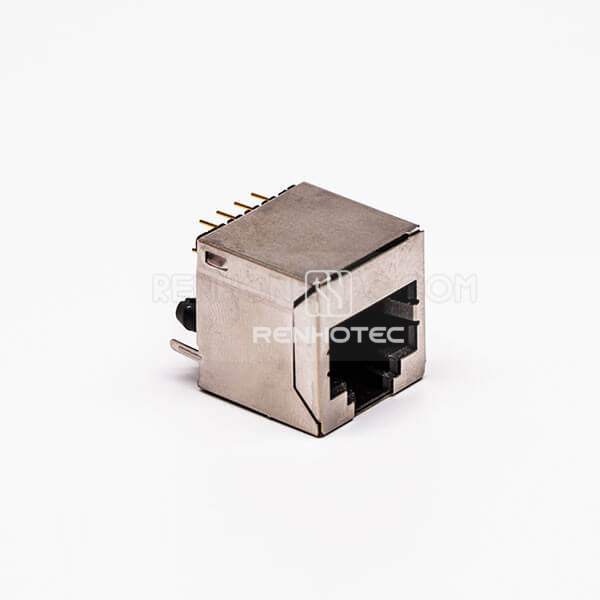 RJ45 Female 1 Port 8P Straight Gold Plated With Shield Without LED
