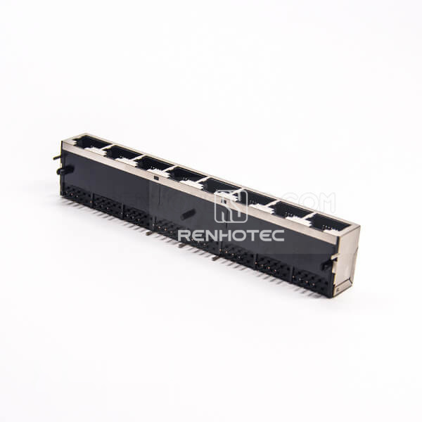 RJ45 8 Port Connector Angled Multiple Port Jack 8p8c Shielded for PCB Mount