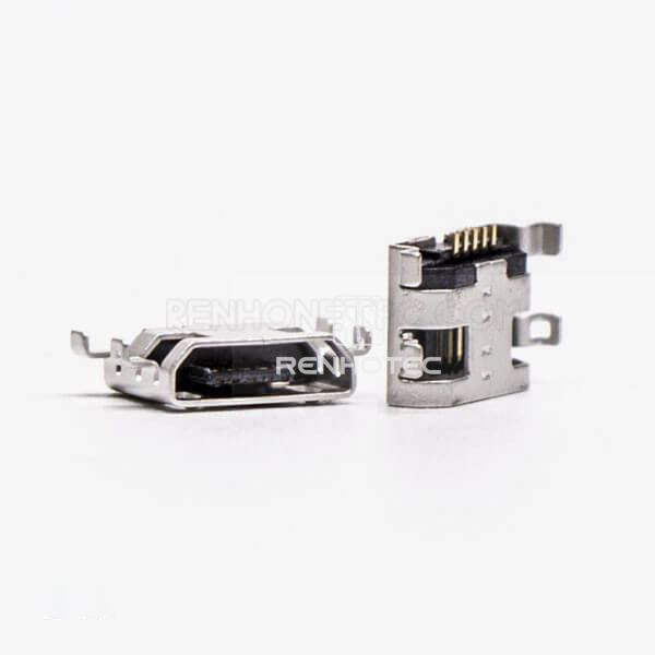 Micro USB Jack 5 Pin Type B Straight offset Type SMT for Phone 9.65MM