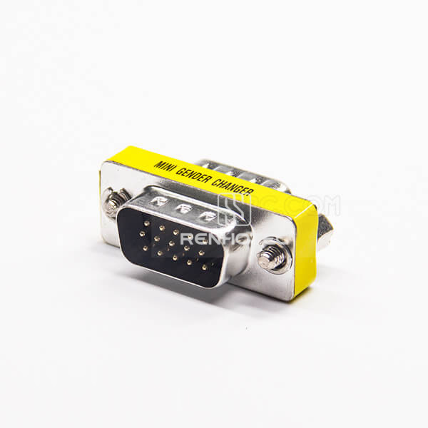 15 Pin Gender Changer Male To Male High Density D-SUB Metal VGA Straight