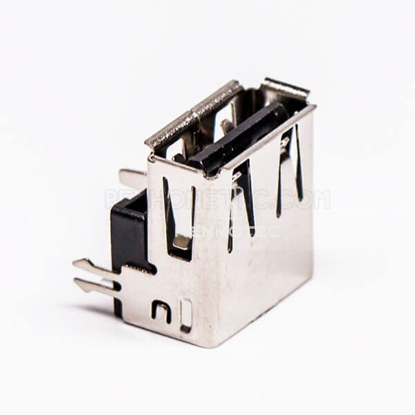Right Angle Female USB Through Hole Harpoon for PCB Mount