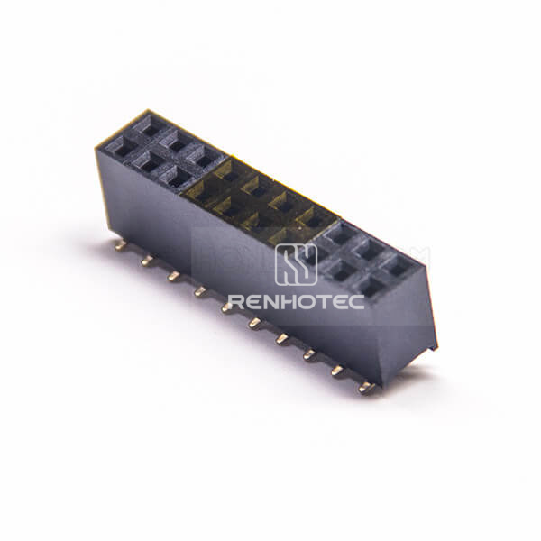 2.54mm Female Header SMT Type 180 Degree U Type Dual Row 7.1mm palstic Height