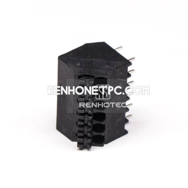 PCB Spring Loaded Terminal Block Black PCB Mount Straight Crimp Cable Connector