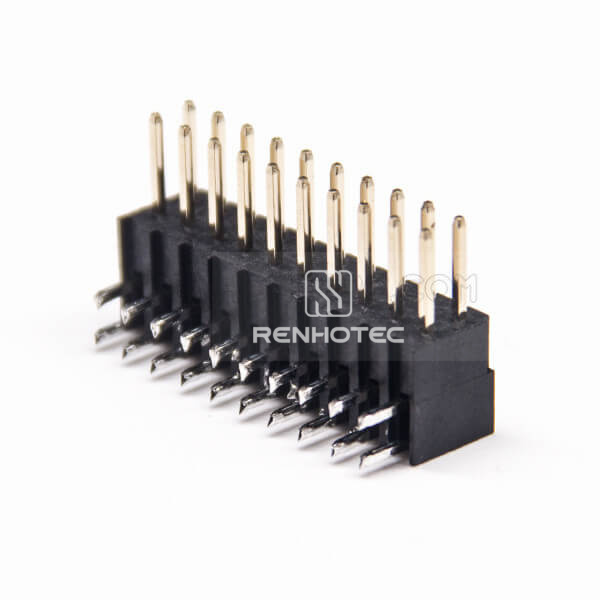 Pin Header PBT Right Angle 2.54mm Dual Row 20 Way Dip 7.4mm Plastic Heigh