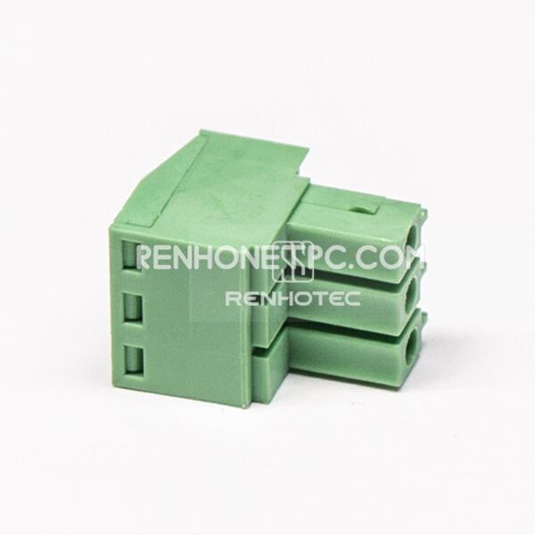 Plug in Terminal Block Connector Straight Through Hole with 3 Screw Green Connector