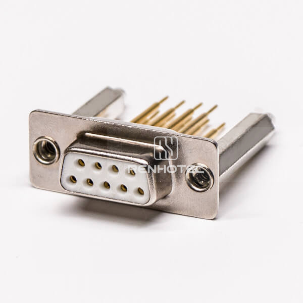 D-SUB 9 Pin Female 180° Through Hole staking Type Connector