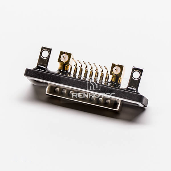 Waterproof D-SUB Coaxial for PCB Mount 17w2 Male Right Angle Connector