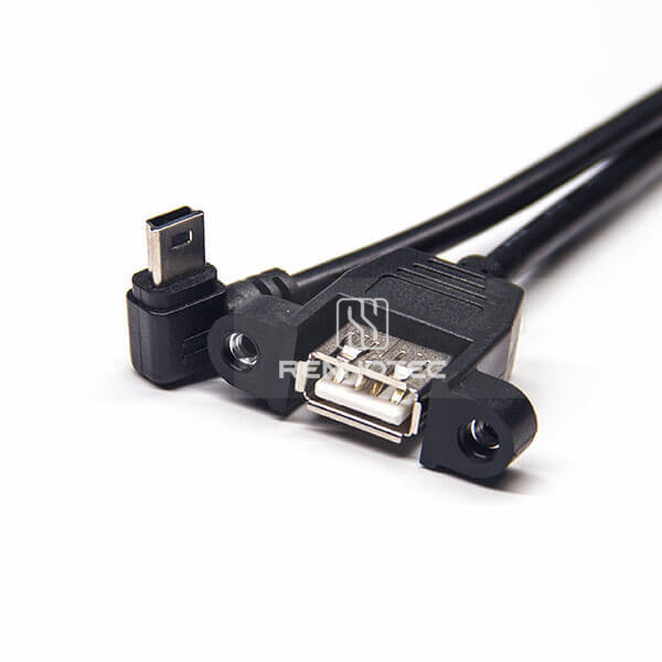 Cable Mini USB Left Angle Male to USB Type A Female 180 Degree OTG Cable