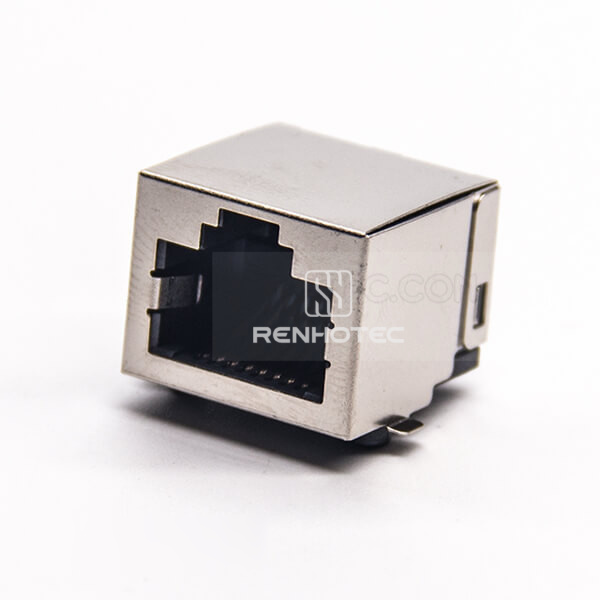 RJ45 Modular Network Port 8P8C Right Angle without Filtered Shielded SMT Type PCB Mount