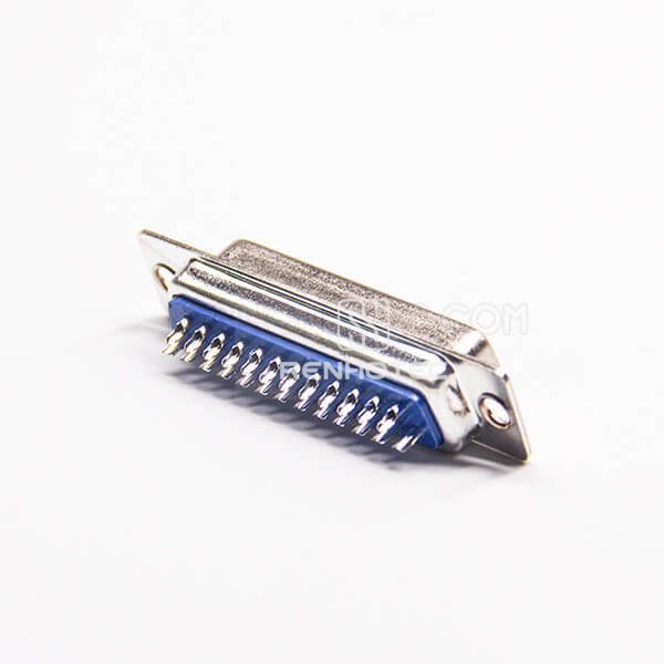 25 Pin D-SUB Connector Receptacle 2 Rows Single 180°Machined Silver Solder Cup Shell Panel Mount